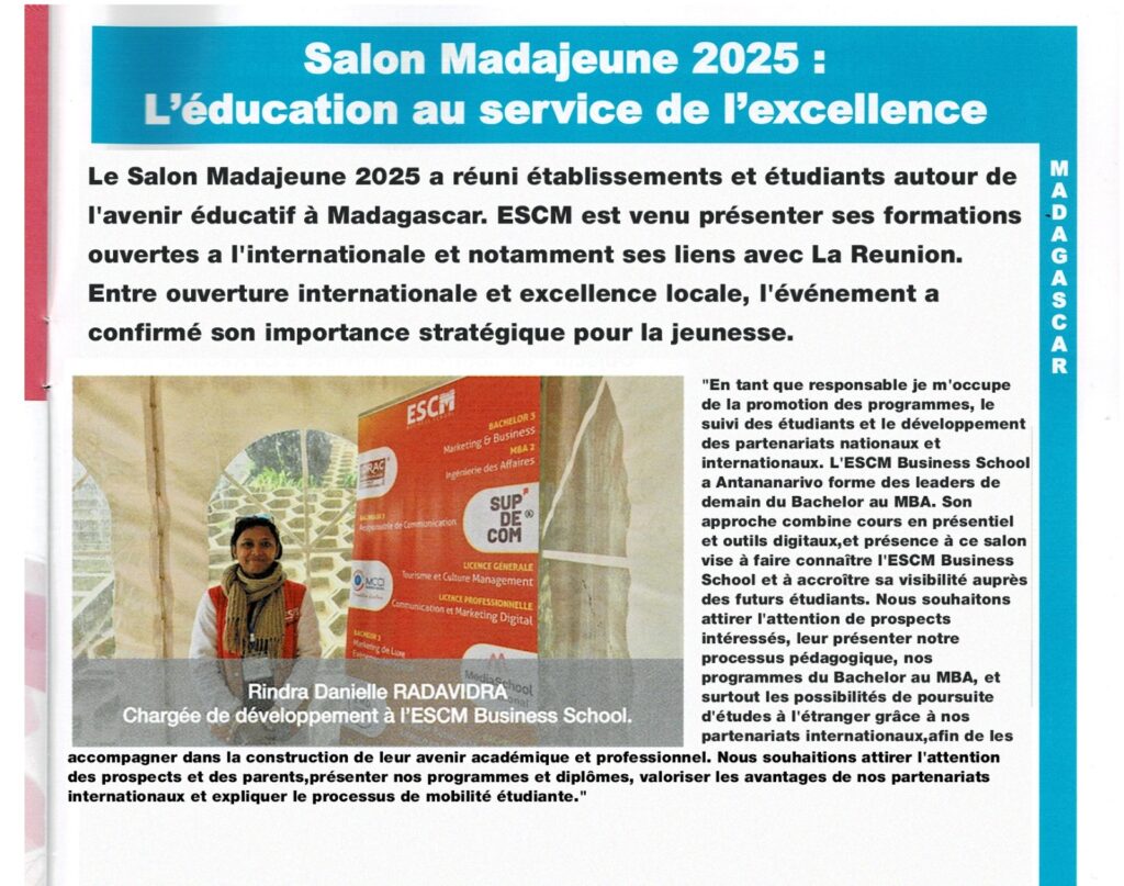 ESCM Business School s’affirme sur la scène mondiale